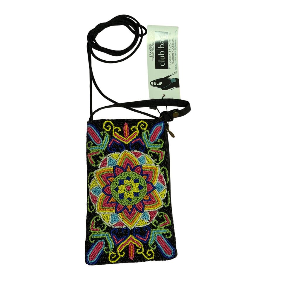 Bamboo Trading Company Mandala Multicolored Pattern Wristlet Cross Body Bag - Picture 2 of 8